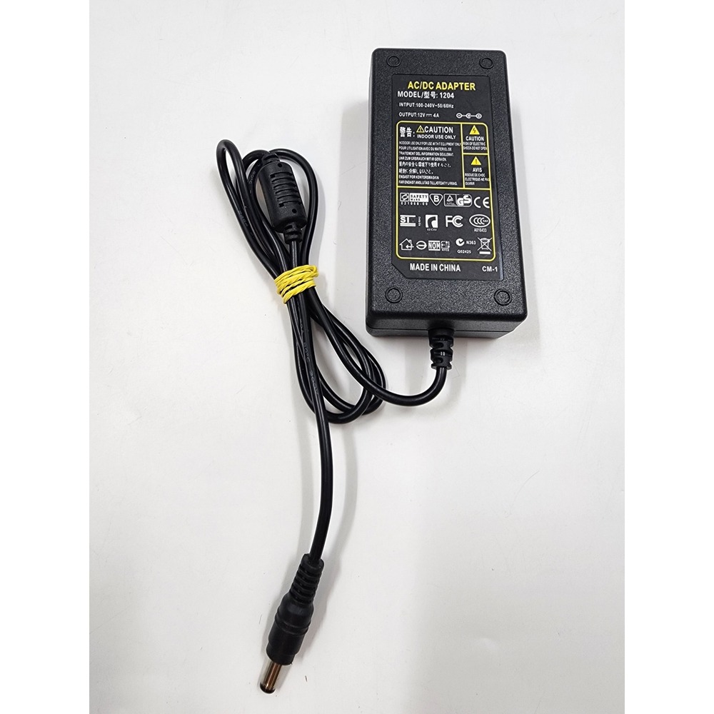 AC/DC Adapter Model 1204 Power Supply 12V 4A 48W Center Positive Barrel Plug